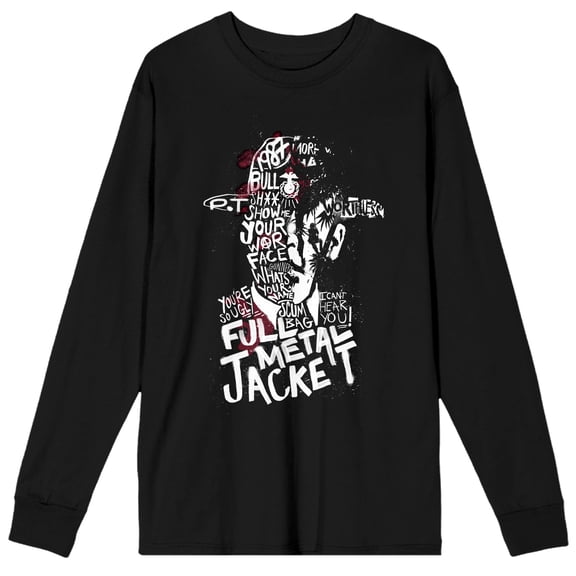 Full Metal Jacket Show Me Your War Face Crew Neck Long Sleeve Men's Black Tee-XS