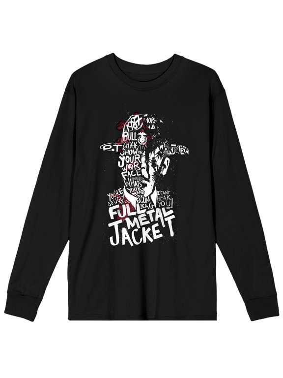 Full Metal Jacket Show Me Your War Face Crew Neck Long Sleeve Men's Black Tee-XS