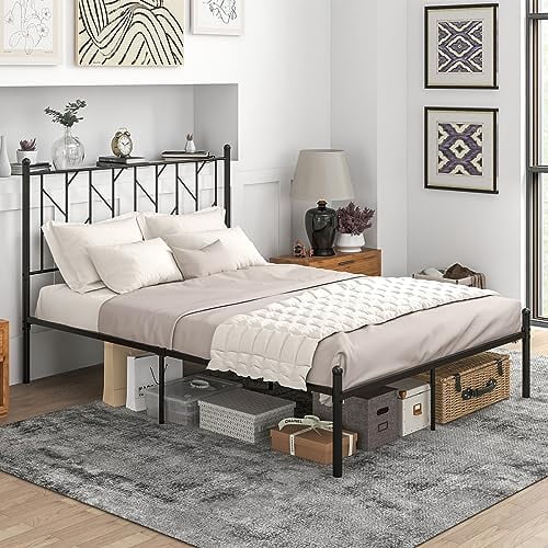 Full Metal Platform Bed Frame, Heavy-Duty Metal Bed Frame with Sturdy ...