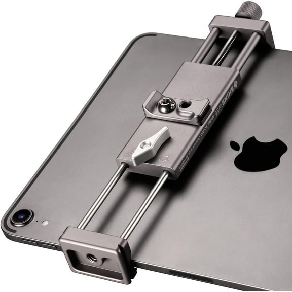 Full Metal Tablet Tripod Holder - Compatible with iPad mini/Air/Pro | 1/4" Screw & Arca-Swiss Dovetail Mounts | Universal Tablet Clamp Adapter
