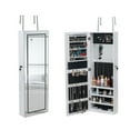 thumbnail image 1 of Full Mirror Wooden Wall Mounted 4-Layer Shelf With Inner Mirror 3-Color LED Light Jewelry Storage Mirror Cabinet - White, 1 of 9