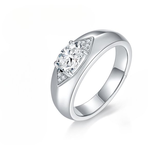 Full Moissanite Wedding Band Rings for Men 18K White Gold Moissanite Rings for Men Simulated Diamond Promise Ring for Men Lab Grown Diamond Engagement Rings Fiance