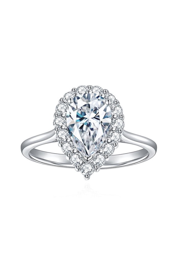 Full Moissanite Wedding Ring for Women 1.5 Carat Diamond Engagement Rings 18K White Gold Plated 925 Sterling Silver Moissanite Ring Lab Diamond Rings Womens Diamond Rings