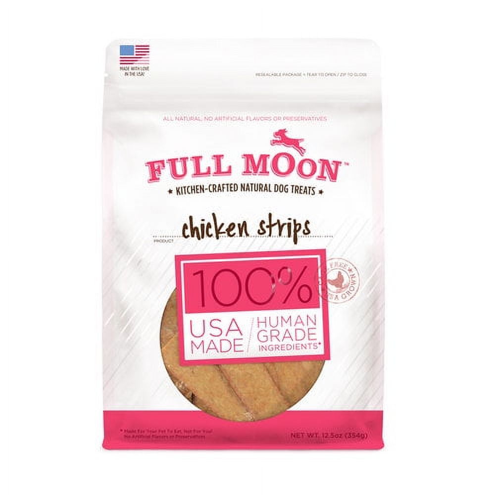 Full Moon All Natural Human Grade Dog Treats, Chicken Strips, 12.5