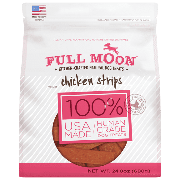 Full Moon All Natural Human Grade Dog Treats, Chicken Strips, 24 Ounce, Dry