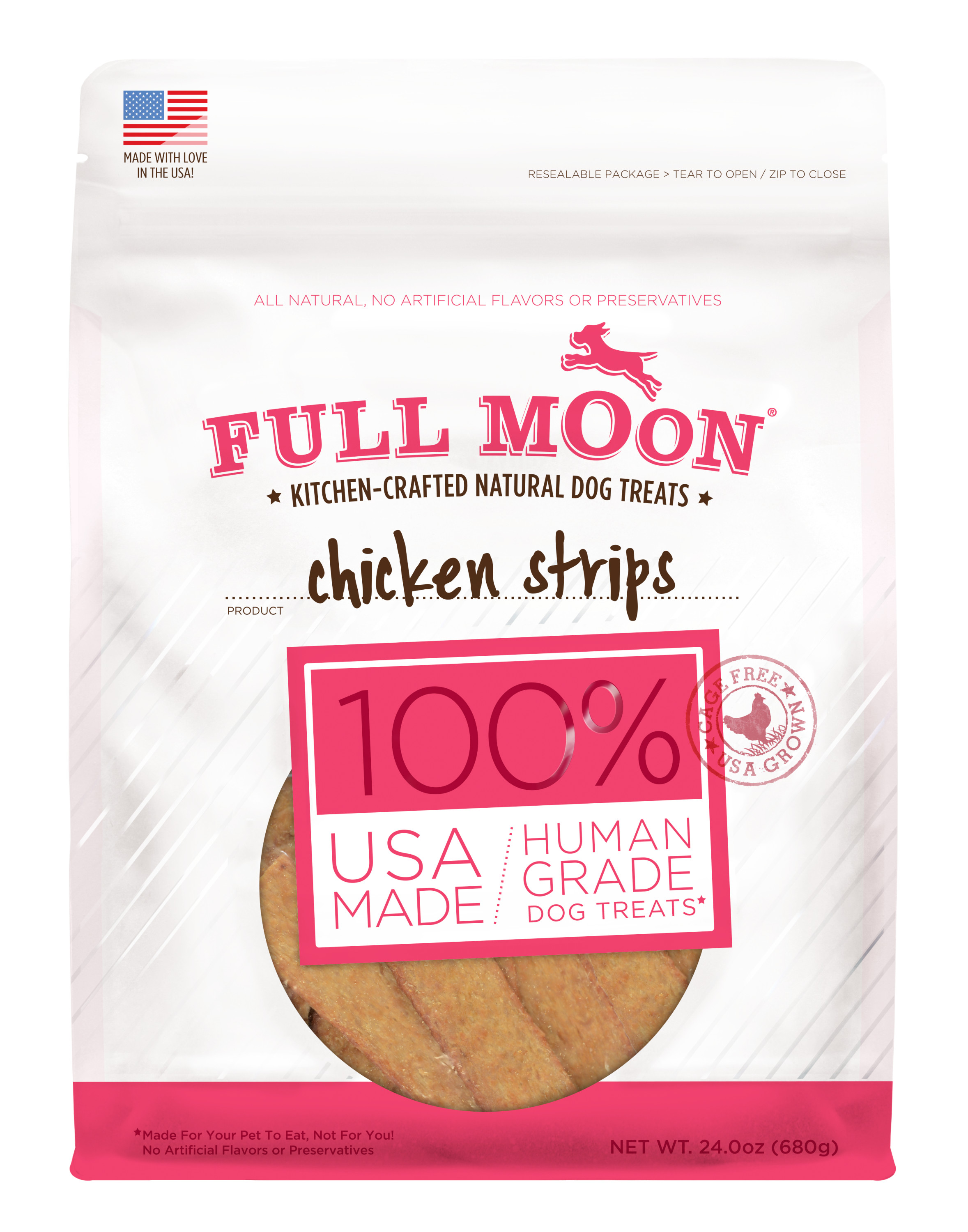 FULL MOON® All Natural Human Grade Dog Treats, Chicken Strips, 12 Ounce