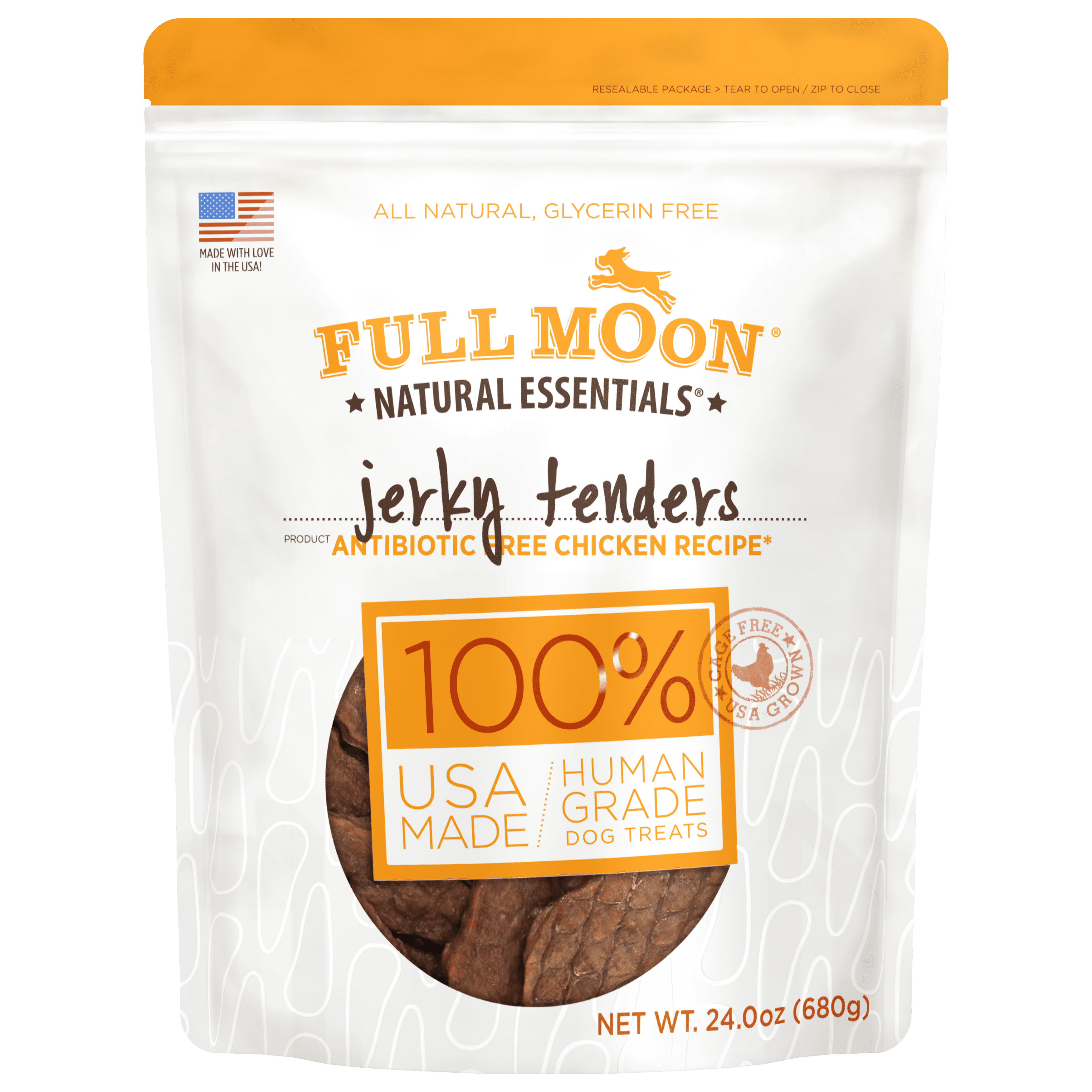 Full Moon All Natural Human Grade Dog Treats, Essential Chicken Jerky Tenders, 24 Ounce