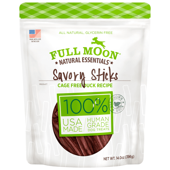 Full Moon All Natural Human Grade Dog Treats, Essential Duck Sticks, 14 Ounce