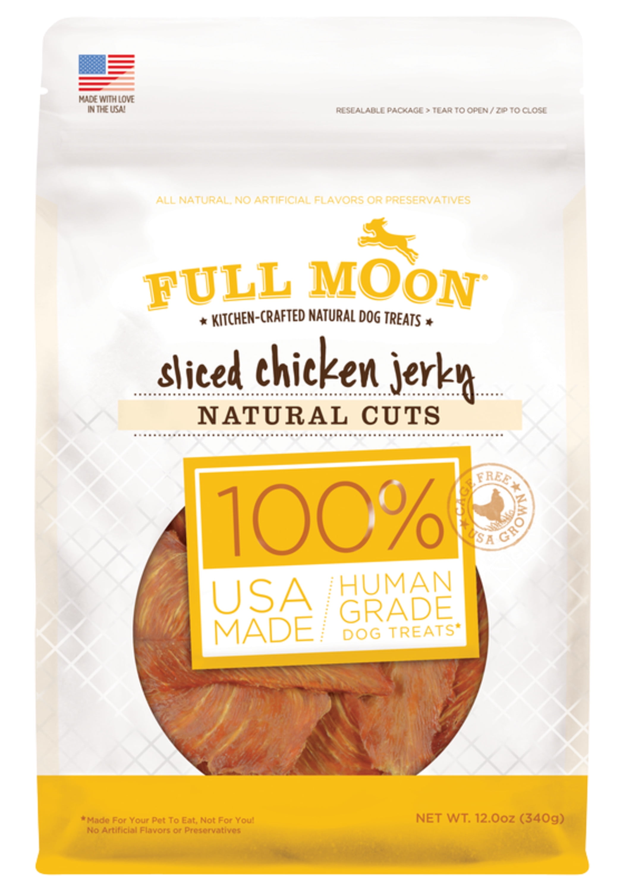 FULL MOON® All Natural Human Grade Dog Treats, Sliced Chicken Jerky, 12 Ounce, Dry, Jerky Treats