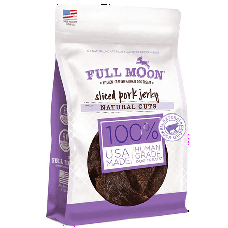 Full Moon All Natural Human Grade Dog Treats, Natural Cut Jerky, Sliced Pork , 10 Ounces