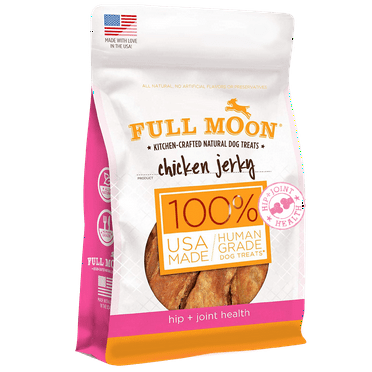 Full Moon All Natural Human Grade Dog Treats for Hip & Joint Health, Chicken Jerky, 12 Oz.