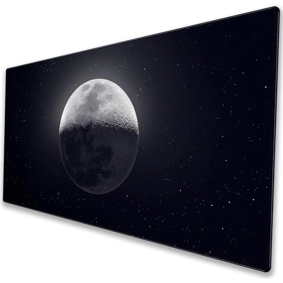 Full Moon Astronomy Space Desk Mat XL Extended Gaming Mouse Pad high-definition dark outer space night sky & detailed celestial lunar full moon art print. 35.4" × 15.7"