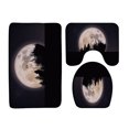 Full Moon Bath Mat Set 3Pc Ocean Night Scenery Sea Nautical Non Slip