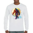 thumbnail image 1 of Full Moon Bigfoot Long Sleeve T-shirt Hiking Sasquatch Hide and Seek Champion, 1 of 7