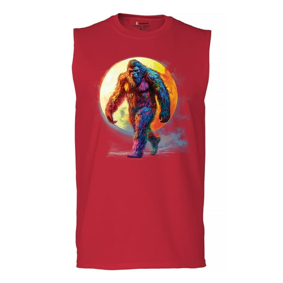 Full Moon Bigfoot Men's Muscle Shirt Hiking Sasquatch Hide and Seek Champion