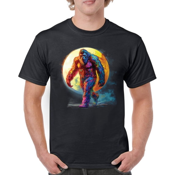 Full Moon Bigfoot T-shirt Hiking Sasquatch Hide and Seek Champion Men's Tee
