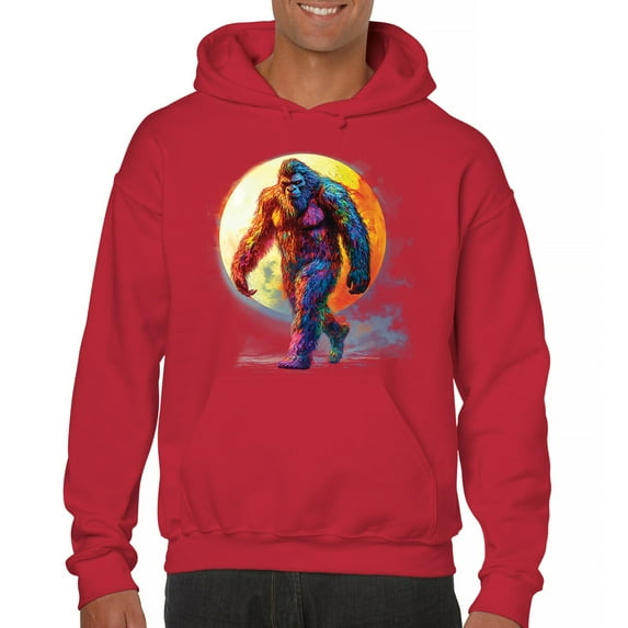 Full Moon Bigfoot Unisex Hoodie Hiking Sasquatch Hide and Seek Champion