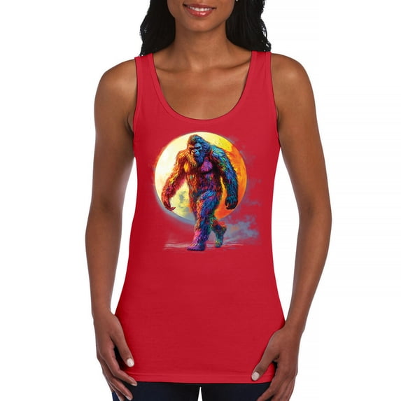 Full Moon Bigfoot Women's Tank Top Hiking Sasquatch Hide and Seek Champion