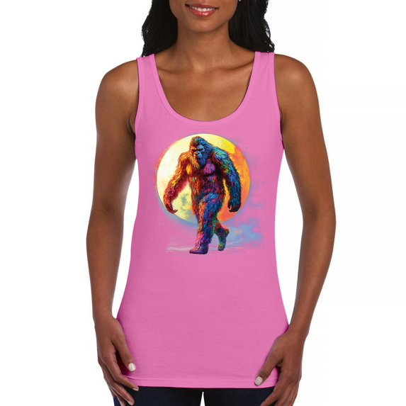 Full Moon Bigfoot Women's Tank Top Hiking Sasquatch Hide and Seek Champion