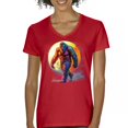 thumbnail image 1 of Full Moon Bigfoot Women's V-Neck T-shirt Hiking Sasquatch Hide and Seek Champion, 1 of 7