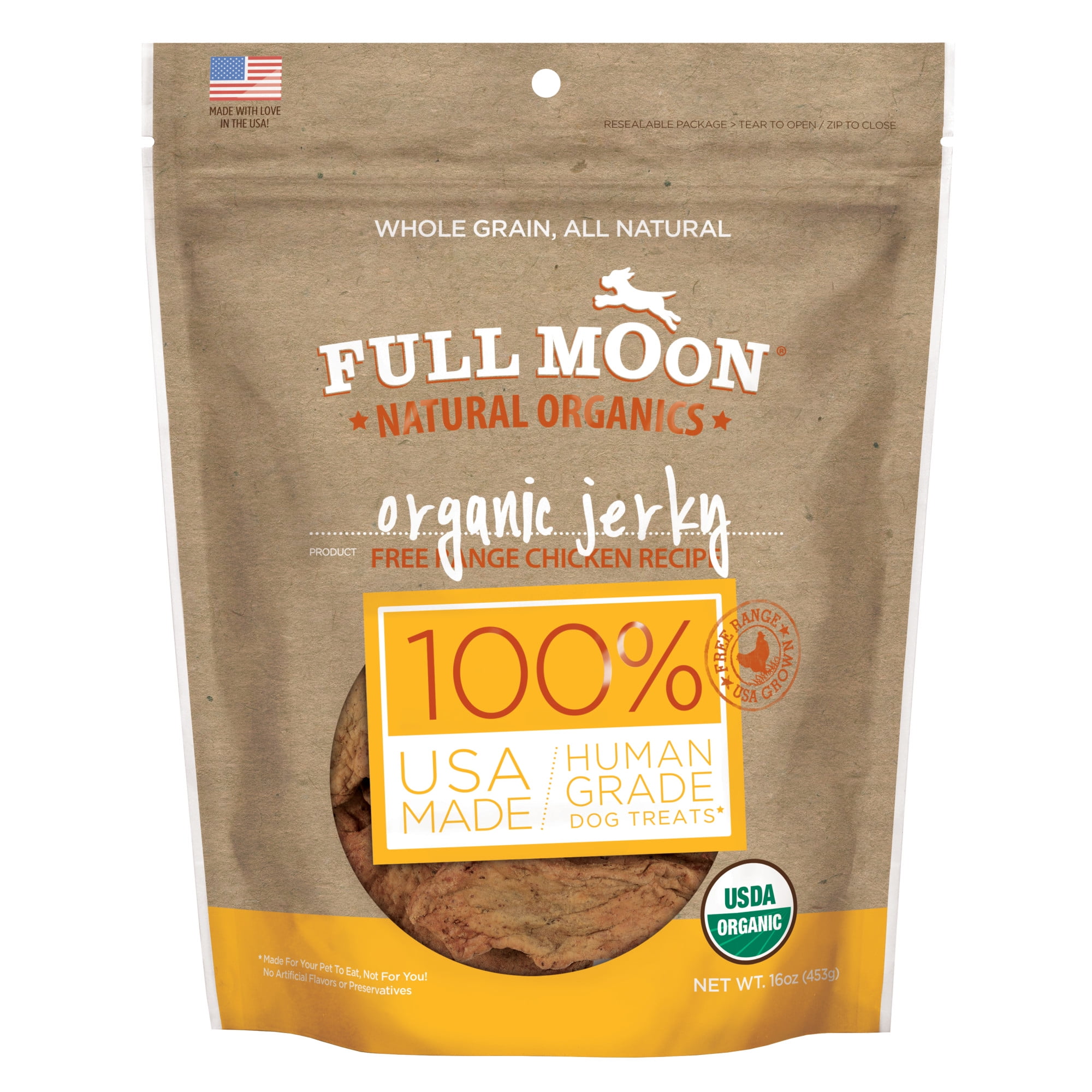 Full Moon Organic, Free Range Chicken Jerky Dog Treats, Human Grade, 16