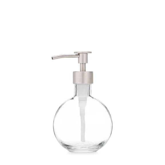 Full Moon Clear Glass Soap Dispenser with Stainless Pump