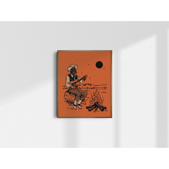 Full Moon Cowboy Werewolf Western Seasonal Decor Wall Art