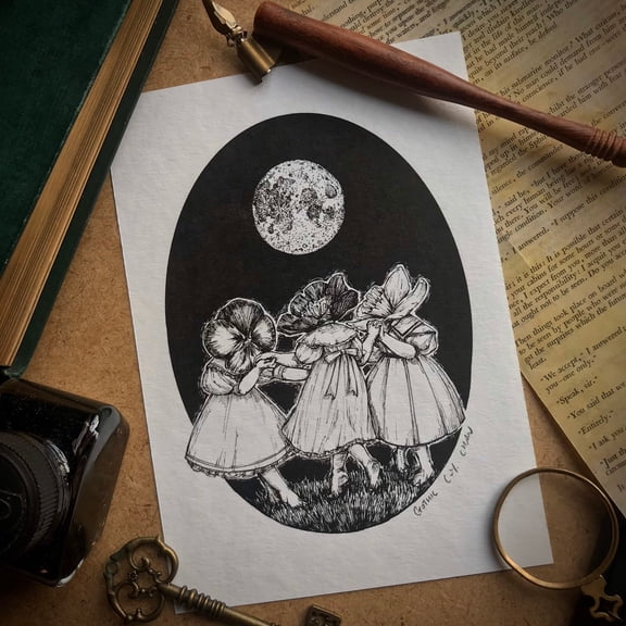 Full Moon Dance Print Poster, Poster Only