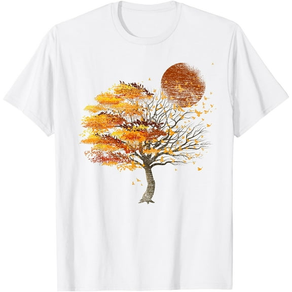 Full Moon Flock Of Birds Tree Outdoor Wildlife Nature Forest Unisex T-Shirt for Men Women Kids Toddler,White Color,Size YL