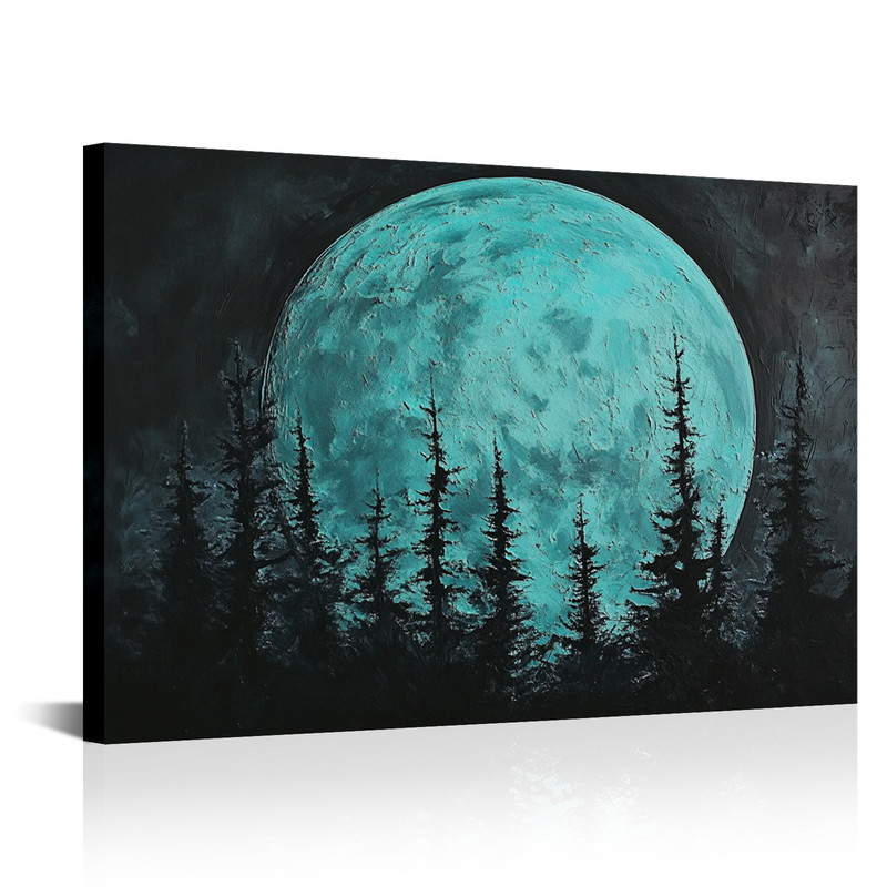 Full Moon Forest Wall Art Moon Night Canvas Prints Pictures Artwork for ...