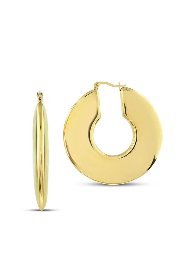 Full Moon Hoop Earrings 52mm - 14K Gold Plated Large Earrings, Hoop Disc Earrings, Elegant Gypsy Hoops Circle Earrings, Round Earrings, Large Hoops