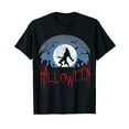 thumbnail image 1 of Full Moon Howling WereWolf Horror Halloween Black T-Shirt Casual Cotton Tee Gift, 1 of 5