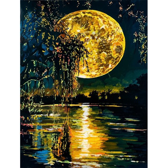 Full Moon Landscape Wall Art Print, Nature Decor