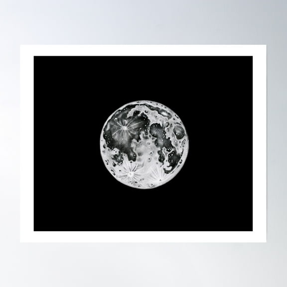 Full Moon Lunar Poster Wall Art, Modern Wall Decor, 8x12 UNFRAMED