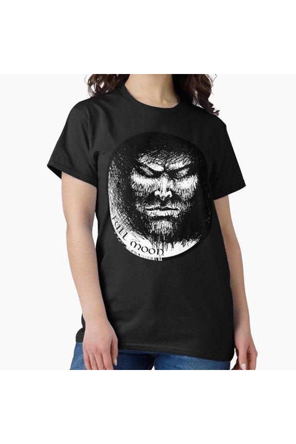 Full Moon Madness Digital Illustration Werewolf Night Scene Unisex T-Shirt, up to size 5XL