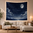 thumbnail image 1 of Full Moon Above Mountains and Silver Lake, Serene Celestial Art for Astronomy Fans, Night Landscape Decor, Housewarming Gift, Tapestry Wall Hanging for Bedroom and Studio, 1 of 7
