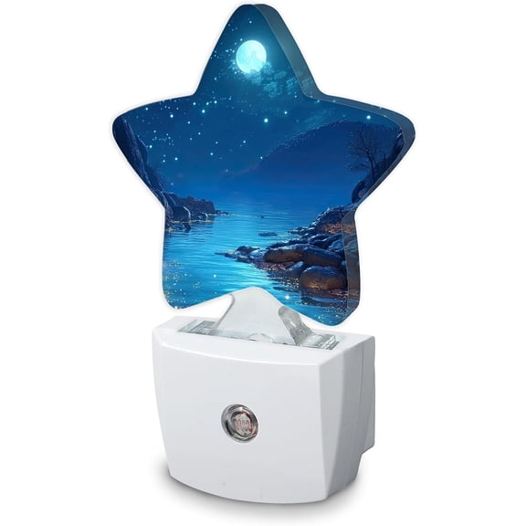 Full Moon Night Light,Sparkling Lake Plug-in Night Light Auto Dusk-to-Dawn Sensor Energy Efficient Led Lamp for Room Decor,Hallway,Kitchen,Bathroom,Plug-in,Decor Desk Lamp Gifts