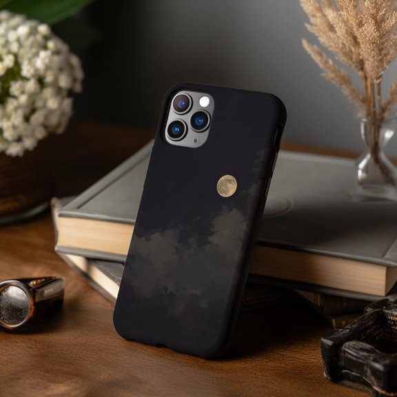 Full Moon Night Phone Case For iPhone Samsung Pixel Protective Hard Shell Dark Sky Clouds Space Gift