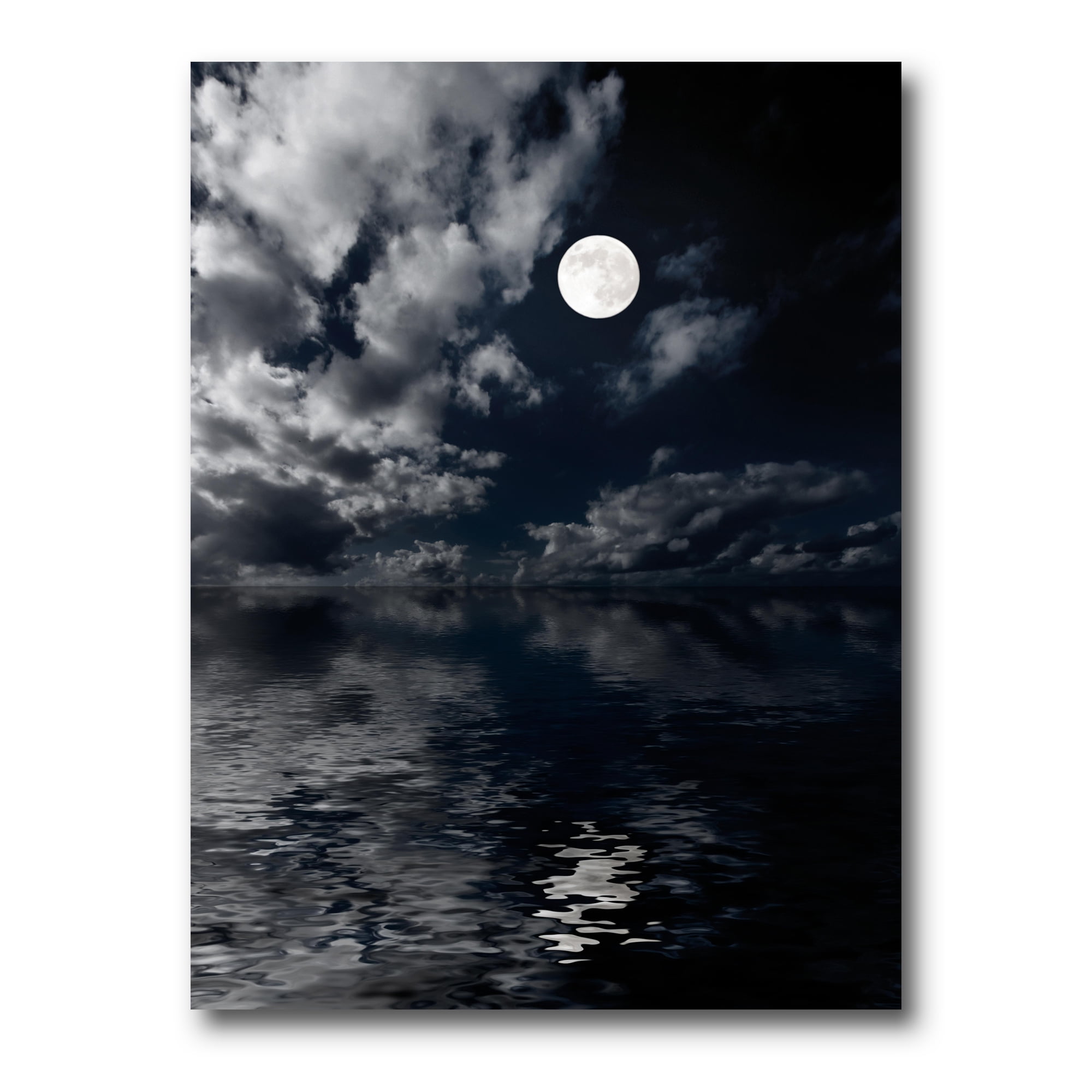 Full Moon Night in Cloudy Sky IV 24 in x 32 in Photography Canvas Art Print, by Designart