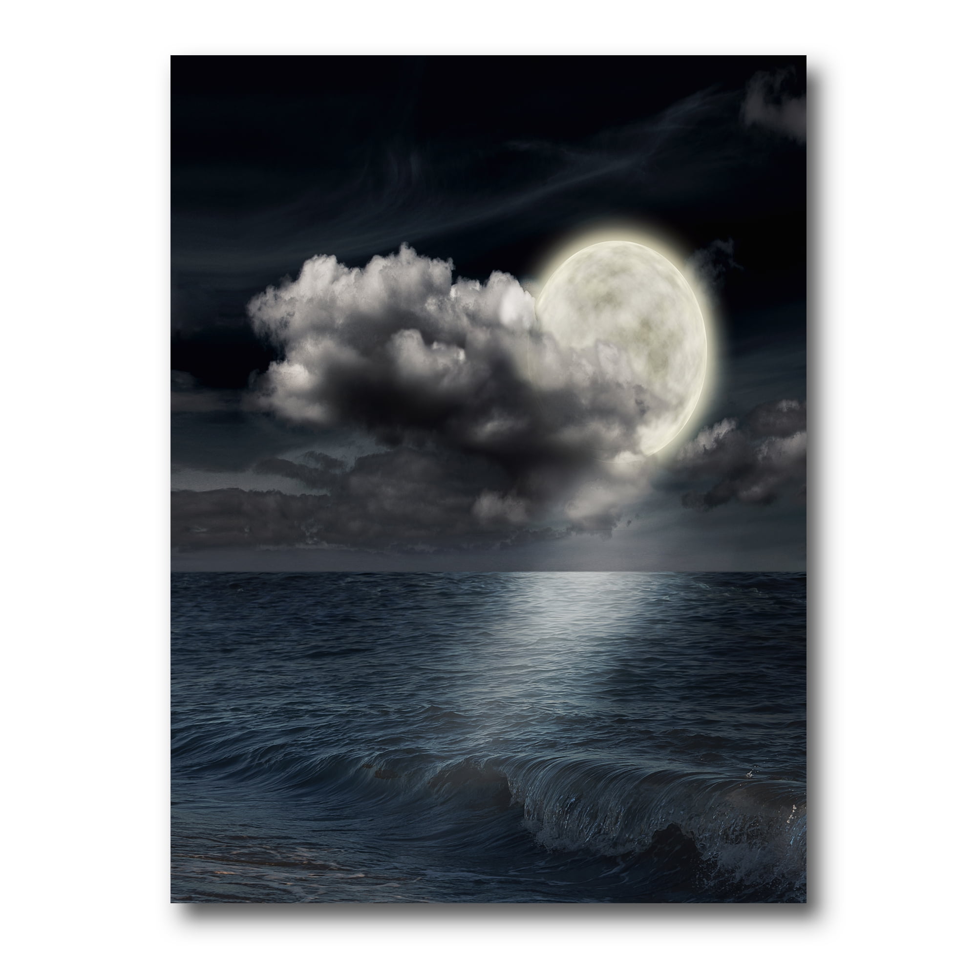 Full Moon Night in Cloudy Sky VI 8 in x 12 in Photography Canvas Art Print, by Designart