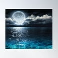 thumbnail image 1 of Full Moon Over Ocean Poster, 12x18 UNFRAMED, 1 of 2