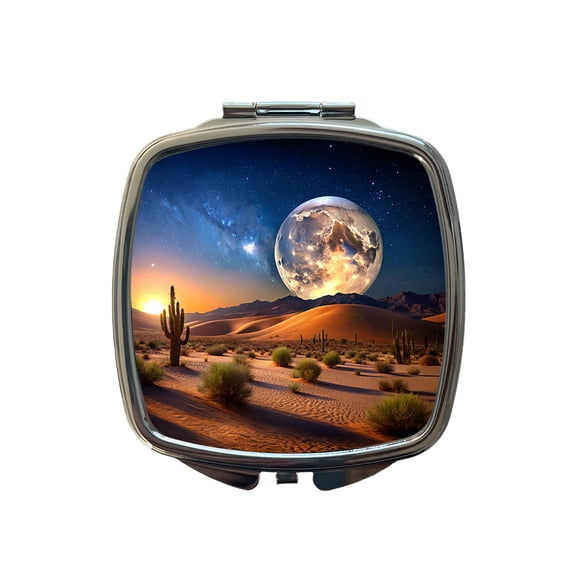 Full Moon Over The Desert Travel Makeup Handbag Purse Small Pocket Compact Mirror