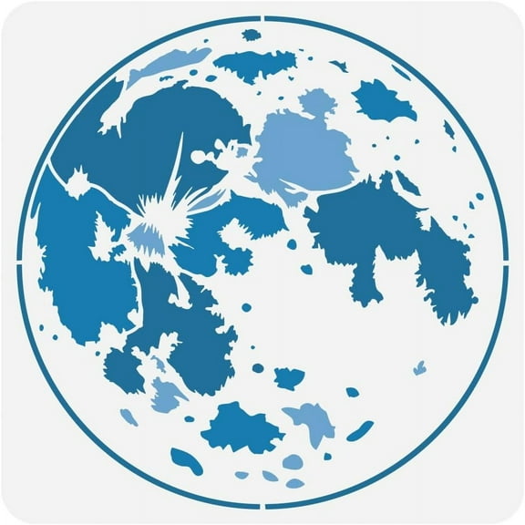 Full Moon Painting Stencil 11.8x11.8inch Reusable Moon Planets Pattern Drawing Template DIY Art Space Theme Lunar Celestial Decoration Stencil DIY for Painting on Wood Wall Fabric Furniture
