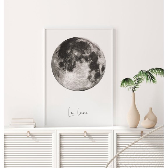Full Moon Phase Art Print, Lunar Poster, Unframed Paper Poster 8x10in