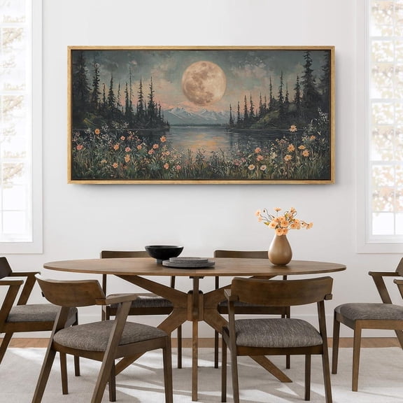Full Moon Pine Forest Mountain Unframed Paper Print