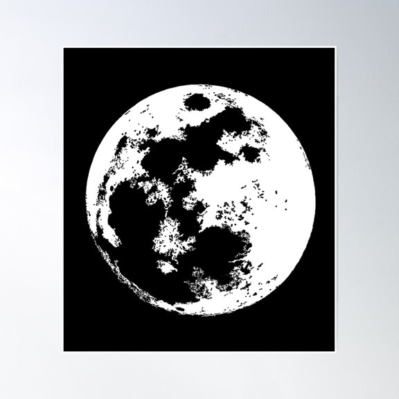 Full Moon Poster Wall Art, Modern Wall Decor, 16x16 UNFRAMED