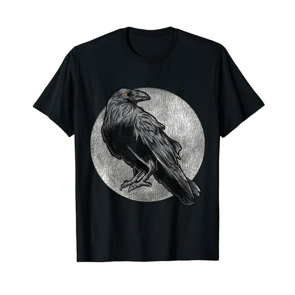 Full Moon Raven Bird Gift Scary Crow T-Shirt