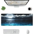 thumbnail image 1 of Full Moon On Sea Night Extended Big Mouse Pad Large,XL Gaming Mouse Pad Desk Pad,31.5x11.8in Long Computer Keyboard Mouse Mat Mousepad with 3mm Non-Slip Base and Stitched Edge for Home Office Work, 1 of 6
