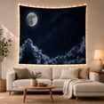 thumbnail image 1 of Full Moon Above Silver-Lined Clouds, Peaceful Celestial Art for Space Lovers, Night Sky Decor, Housewarming Gift, Tapestry Wall Hanging for Bedroom and Living Room, 1 of 7