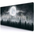 thumbnail image 1 of Full Moon Snow Fog Mouse Pad, Dark Misty forestr Large Mouse Pads, Anti-Slip Rubber Base XXL Mouse Pad for Full Desk, 1 of 6